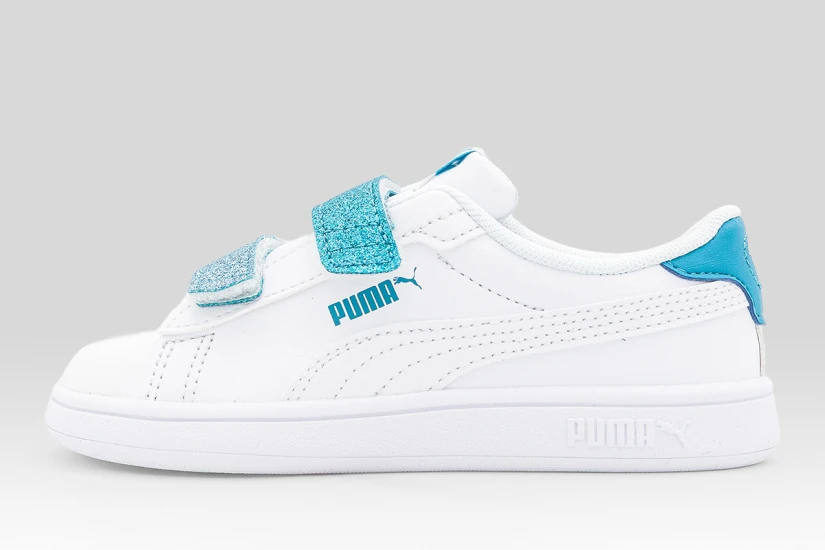 Puma Smash 3.0 L Glitter Velcro V Βρεφικά Sneakers Λευκά, Μπλε