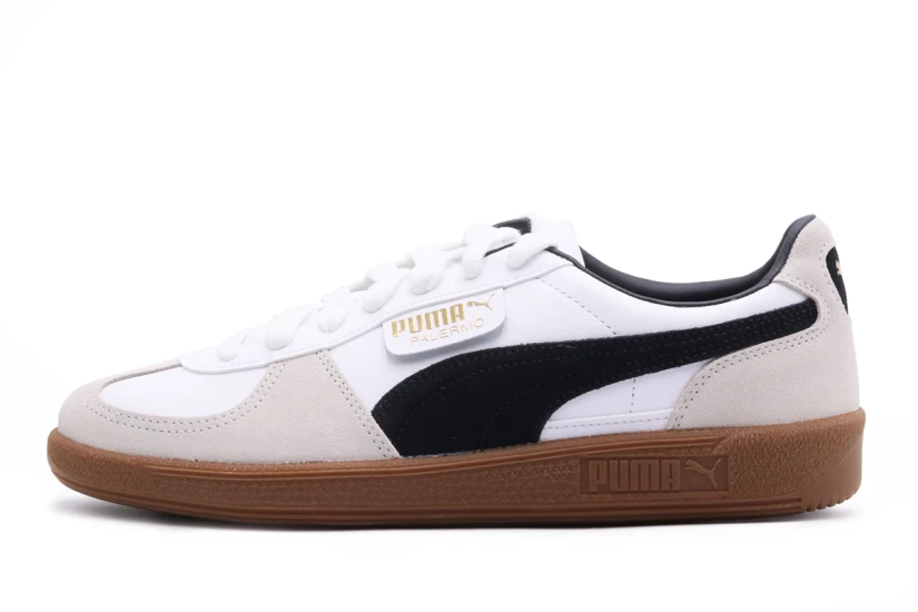 Puma Palermo Unisex Sneakers Λευκά, Μαύρα, Γκρι Ανοιχτά, Καφέ