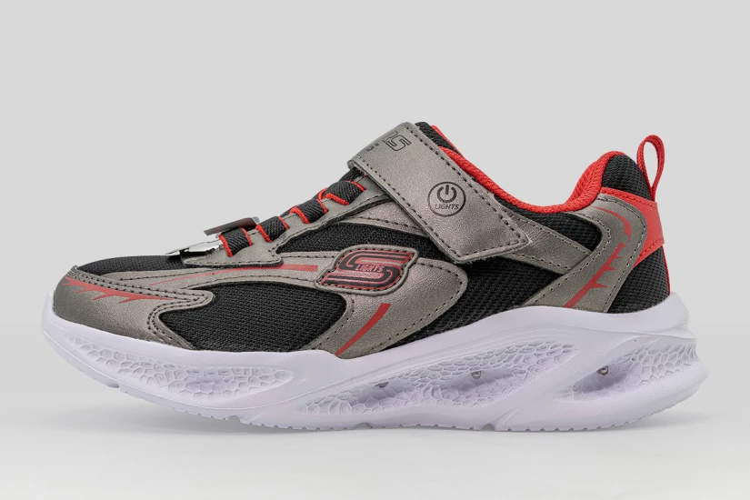 Skechers S Lights Meteor Lights Παιδικά Sneakers Γκρι, Μαύρα, Λευκά