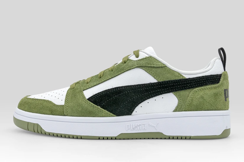 Puma Rebound V6 Low Ανδρικά Sneakers Λαδί, Μαύρα, Λευκά