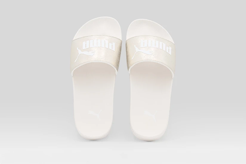 Puma Leadcat 2.0 Metallic Whisper Γυναικείες Παντόφλες Χρυσές, Λευκές