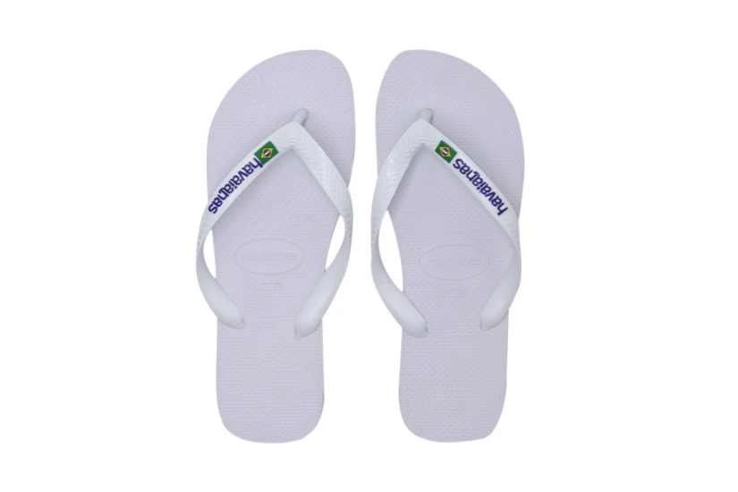 Havaianas Brazil Logo Unisex Σαγιονάρες Λευκές
