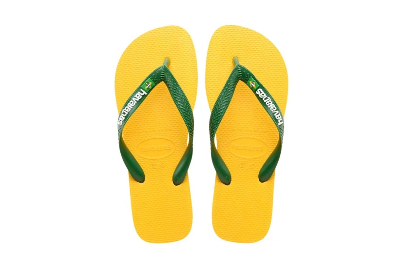 Havaianas Brasil Logo Unisex Σαγιονάρες Κίτρινές, Πράσινες, Λευκές