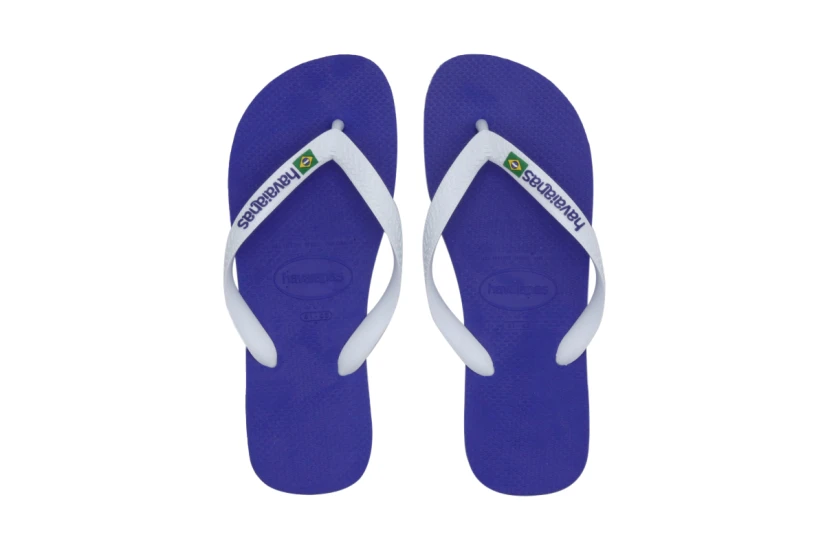 Havaianas Brasil Logo Unisex Σαγιονάρες Μπλε, Λευκές