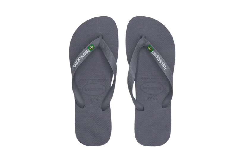 Havaianas Brasil Logo Unisex Σαγιονάρες Γκρι, Λευκό