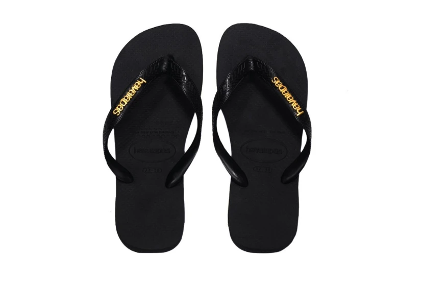 Havaianas Top Logo Metallic Σαγιονάρες Μαύρες, Μπρονζέ