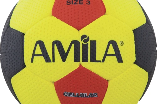 Amila Μπάλα Handball Cellular Νο3 - Κίτρινο  Μαύρο  Κόκκινο (41323)