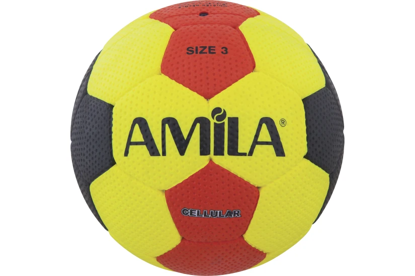 Amila Μπάλα Handball Cellular Νο3 Κίτρινη, Μαύρη, Κόκκινη