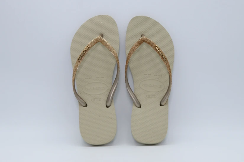 Havaianas Slim Glitter II Σαγιονάρες Μπεζ, Χρυσές