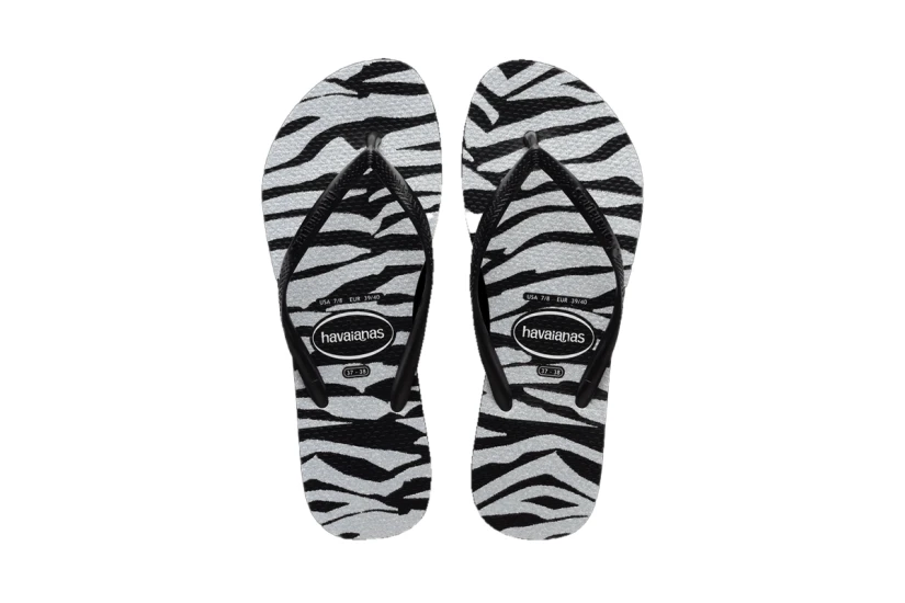 Havaianas Slim Animals Glitter Σαγιονάρες Λευκές, Μαύρες