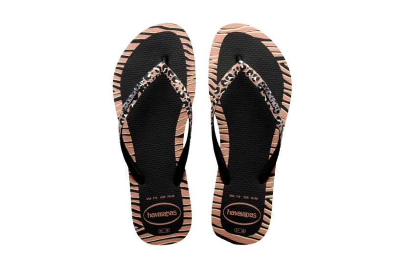 Havaianas Slim Animals Fashion Σαγιονάρες Μαύρες, Καφέ, Λευκές