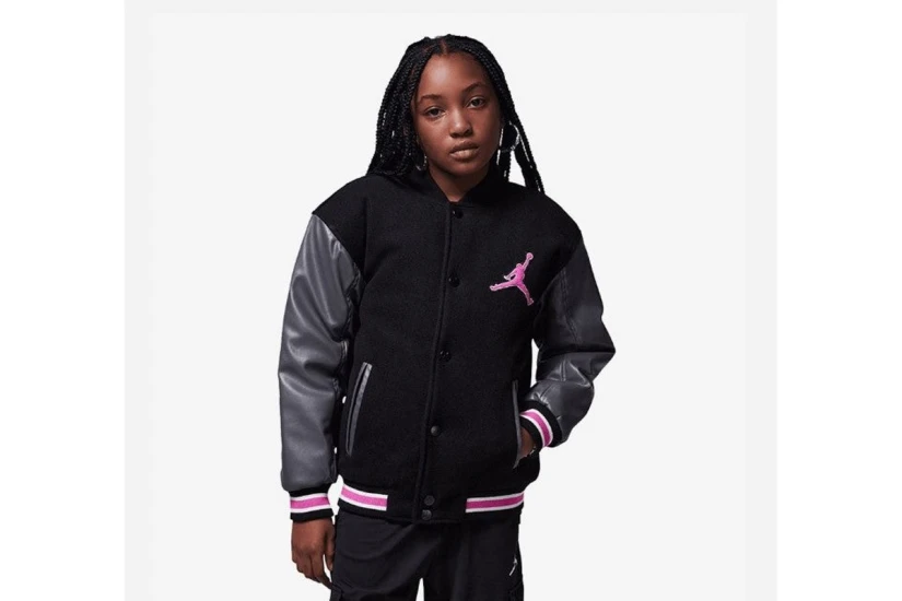 Jordan Varsity Παιδικό Μπουφάν Bomber Μαύρο, Φούξια, Γκρι Σκούρο