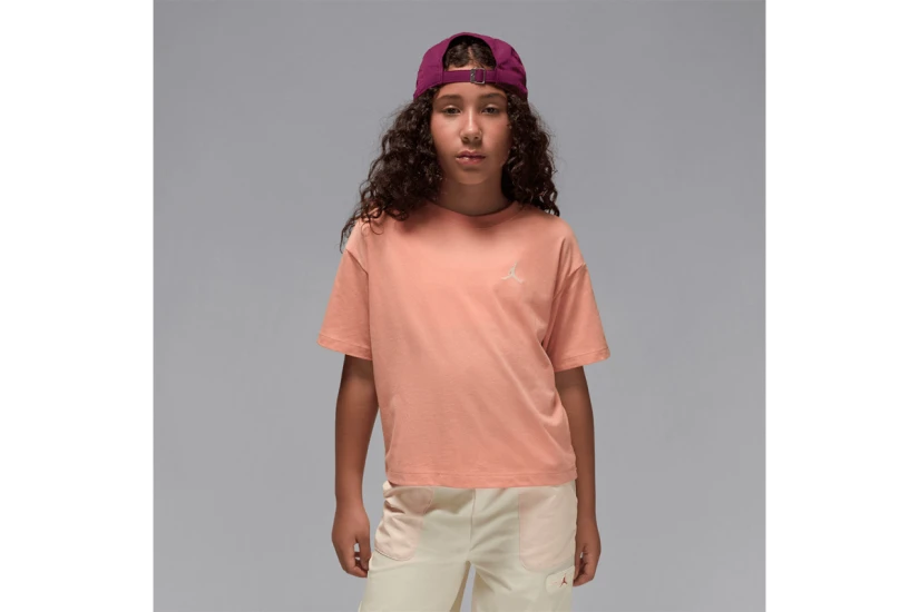 Jordan Brooklyn Essentials Embroidered Παιδικό Κοντομάνικο T-Shirt Σομόν