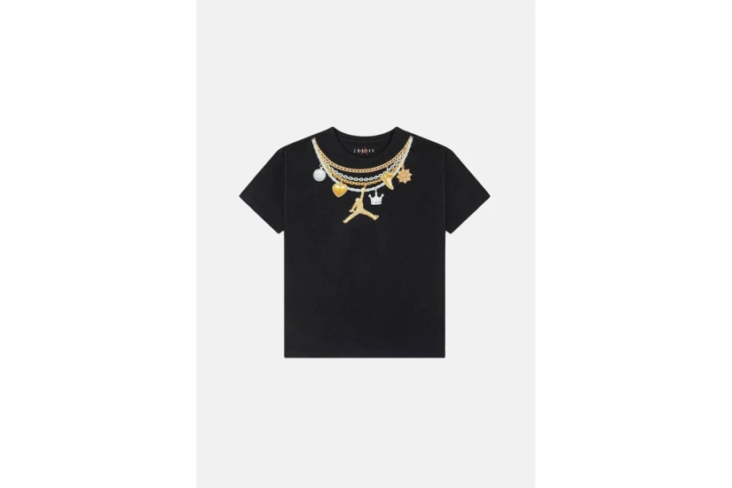 Jordan Charm Necklace Παιδικό Κοντομάνικο T-Shirt Μαύρο, Χρυσό, Ασημί