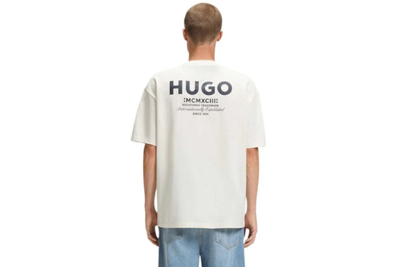 Hugo Nalono Ανδρικό Κοντομάνικο T-Shirt Εκρού