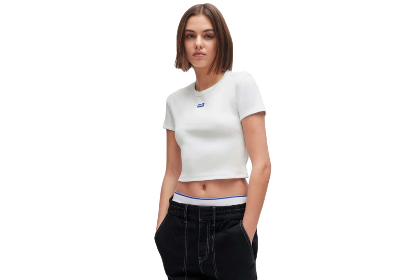 Hugo Baby B Γυναικείο Κοντομάνικο Crop Top T-Shirt Λευκό