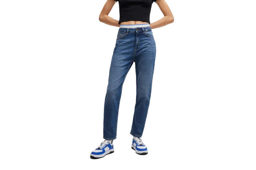 Hugo Boss Noe Ψηλόμεσο Γυναικείο Τζιν Παντελόνι Μπλε