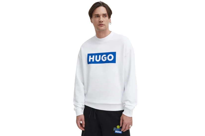 Hugo Boss Niero Ανδρική Μακρυμάνικη Μπλούζα Με Λαιμόκοψη Λευκή