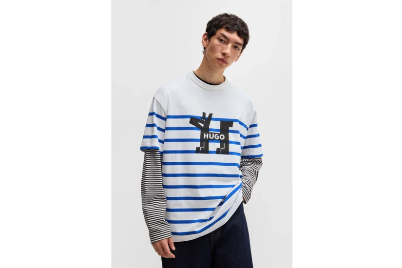Hugo Nolastripe Ανδρικό Κοντομάνικο T-Shirt Λευκό, Ρουά