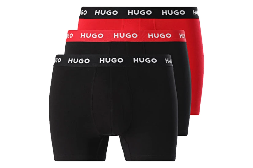 Hugo Trunks Ανδρικά Εσώρουχα Boxer Μαύρα, Κόκκινα 3 Τεμάχια
