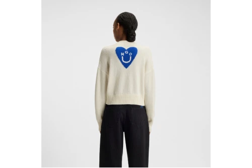 Hugo Scutie_B Happy Heart V-Neck Πουλόβερ Γυναικείο (50543059 992)