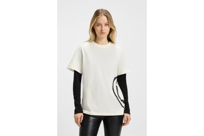 Hugo Vintage Γυναικείο Κοντομάνικο T-Shirt Εκρού, Μαύρο