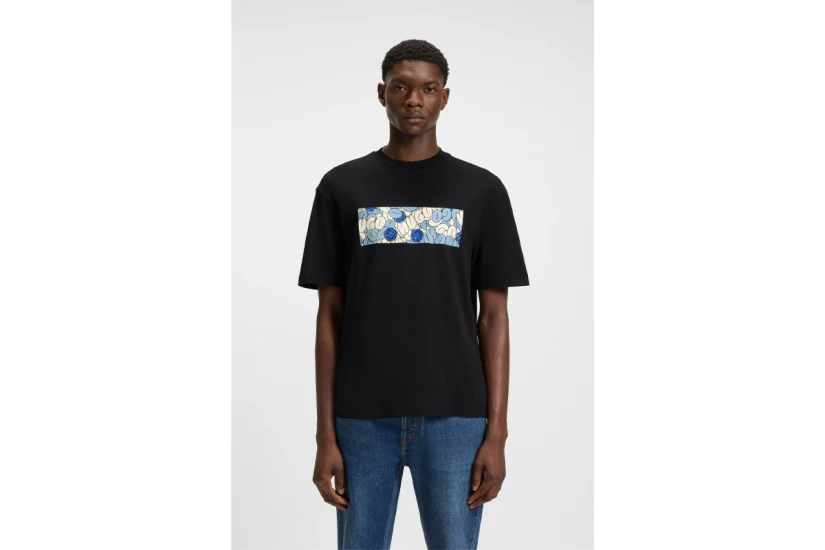 Hugo Nurix With Logo Artwork Ανδρικό Κοντομάνικο T-Shirt Μαύρο
