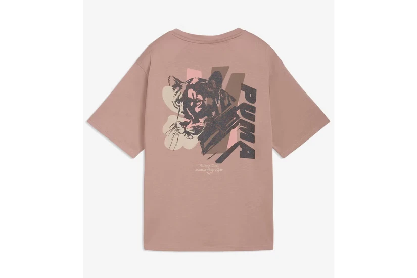 Puma Cat Graphic Γυναικείο Κοντομάνικο T-Shirt Μπεζ