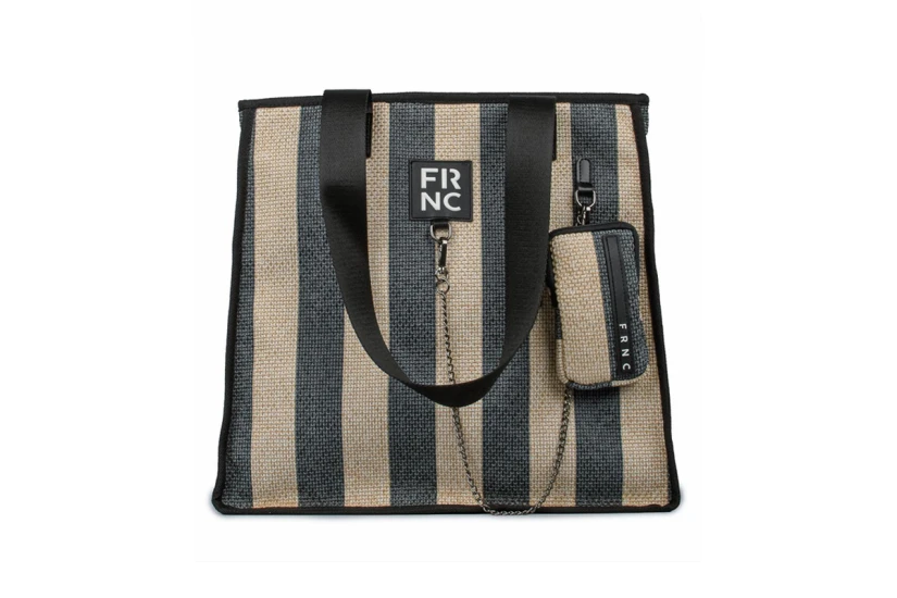 Frnc Τσάντα Shopper Εκρού, Μαύρη