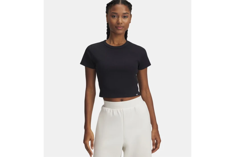 Under Armour Rival Rib Baby Γυναικείο Κοντομάνικο Crop Top Μαύρο
