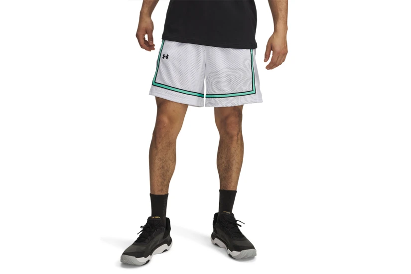 Under Armour Zone Pro Mesh Printed Ανδρική Μπασκετική Βερμούδα Λευκή