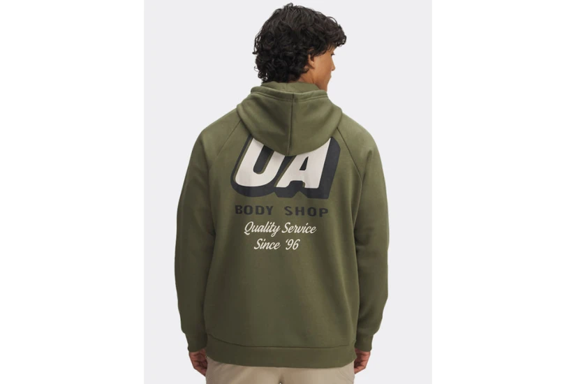 Under Armour Rival Fleece HBR Logo Ανδρικό Φούτερ με Κουκούλα Χακί