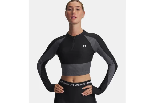 Under Armour Heatgear Rib 1-4 Zip Crop Top Μακρυμάνικο Γυναικείο (6003981 004)