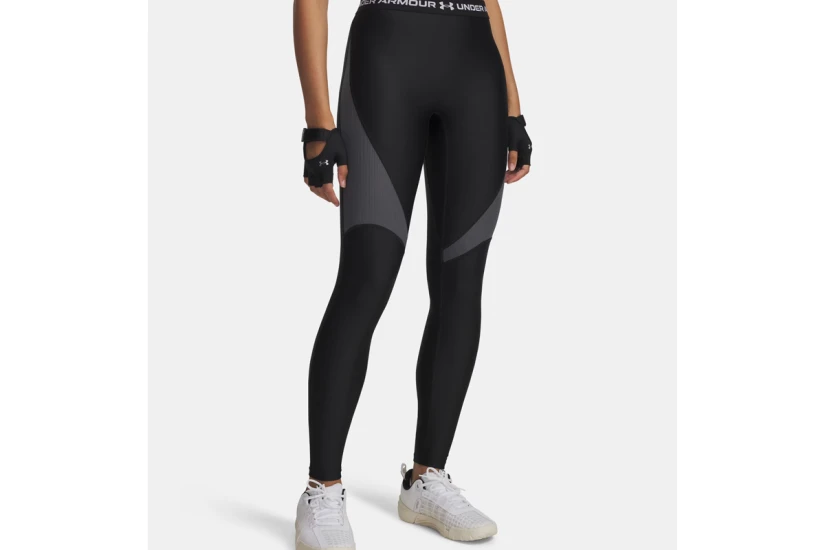 Under Armour Heatgear Rib Γυναικείο Μακρύ Κολάν Μαύρο, Ανθρακί