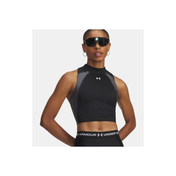 Under Armour Heatgear Rib Crop Top Αμάνικο Γυναικείο (6003985 001)