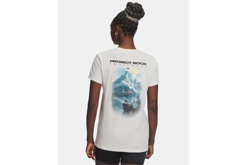 Under Armour Project Rock Graphic Γυναικείο Κοντομάνικο T-Shirt Εκρού
