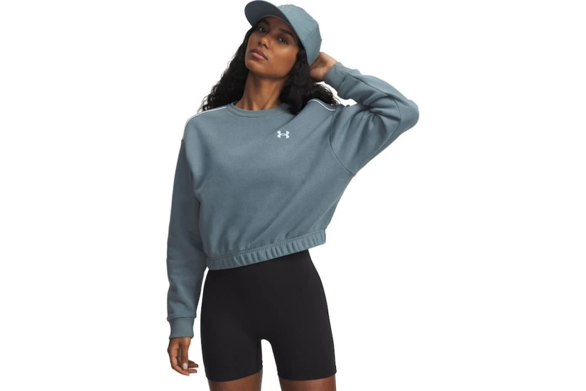 Under Armour Rival Fleece Piped Μακρυμάνικη Μπλούζα με Λαιμόκοψη