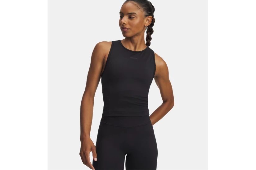 Under Armour Project Rock Seamless Γυναικεία Αμάνικη Μπλούζα Μαύρη