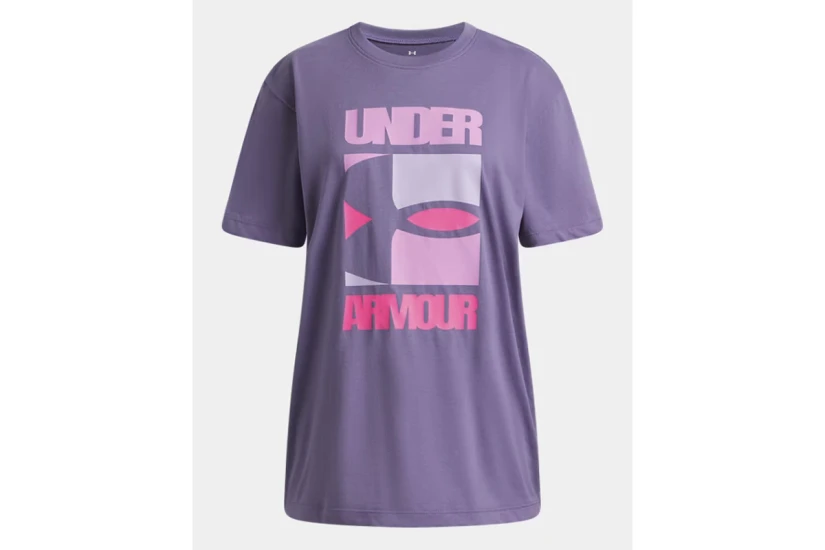 Under Armour Block Logo Oversized Παιδικό Κοντομάνικο T-Shirt Μωβ, Φούξια