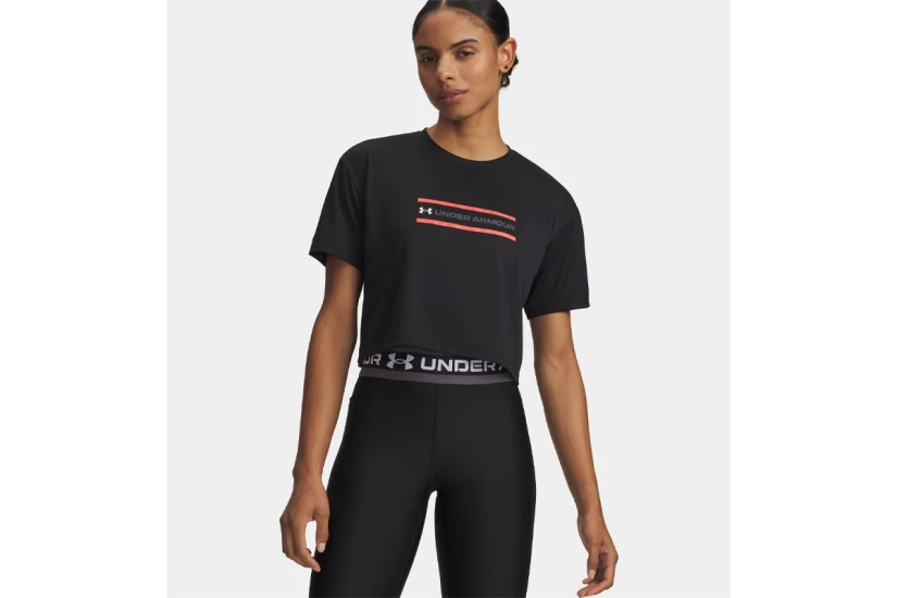 Under Armour Tech Branded Cropped Γυναικείο Κοντομάνικο T-Shirt Μαύρο