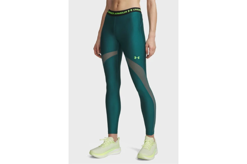 Under Armour Heatgear Mesh Γυναικείο Μακρύ Κολάν Πετρόλ, Λαχανί, Μαύρο