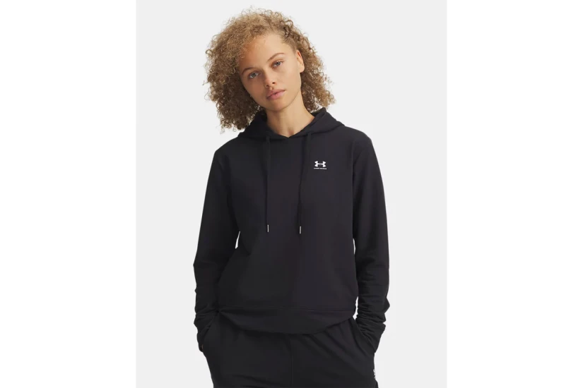 Under Armour Sport Terry Γυναικείο Φούτερ με Κουκούλα Μαύρο