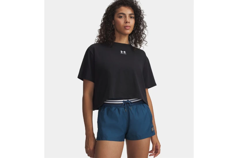 Under Armour Rival Boxy Γυναικεία Cropped Κοντομάνικη Μπλούζα Μαύρη