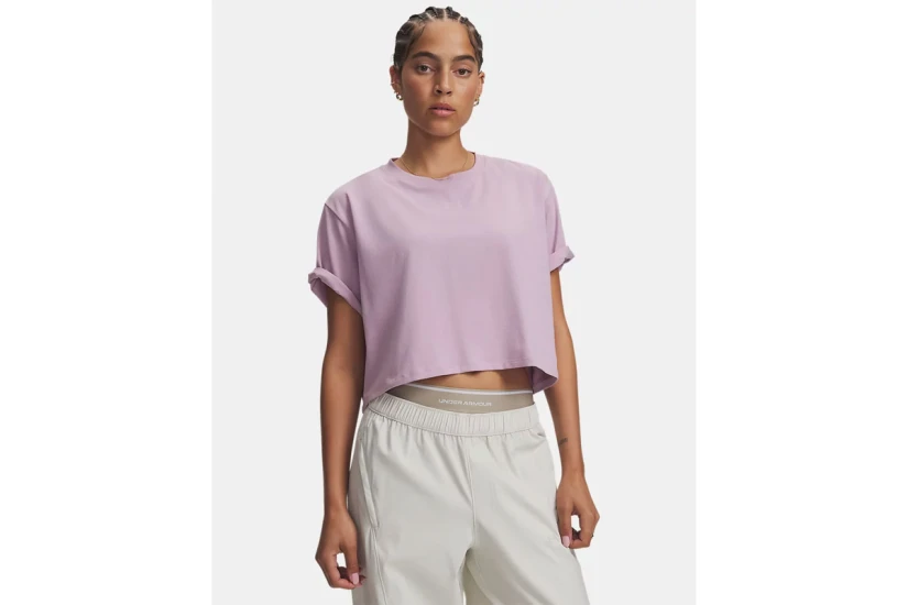 Under Armour Rival Boxy Γυναικεία Cropped Κοντομάνικη Μπλούζα Λιλά