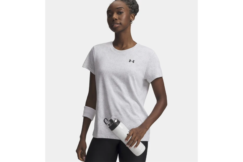 Under Armour Tech Pixelate Γυναικείο Κοντομάνικο T-Shirt Γκρι Ανοιχτό