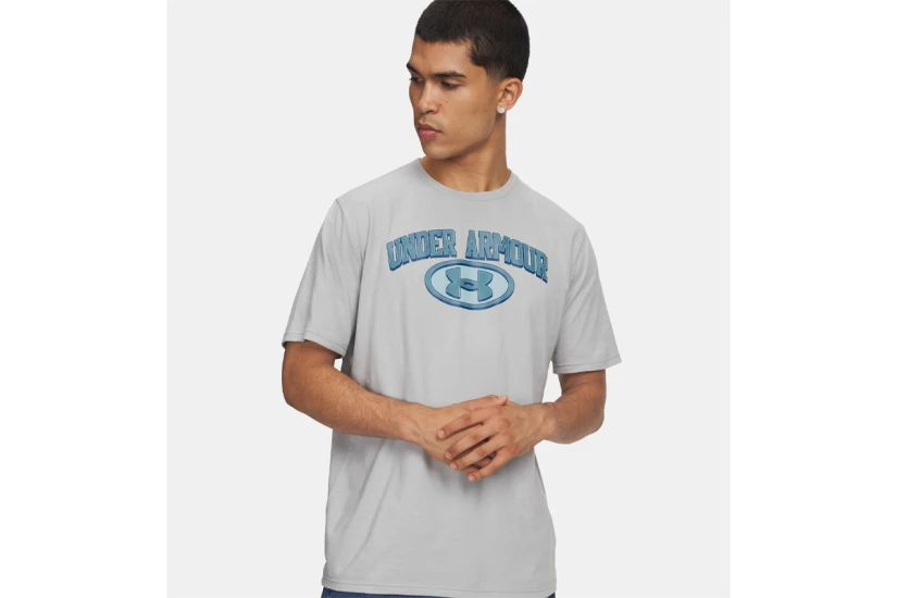 Under Armour Wordmark Locker Tag Ανδρικό Κοντομάνικο T-Shirt Γκρι, Μπλε