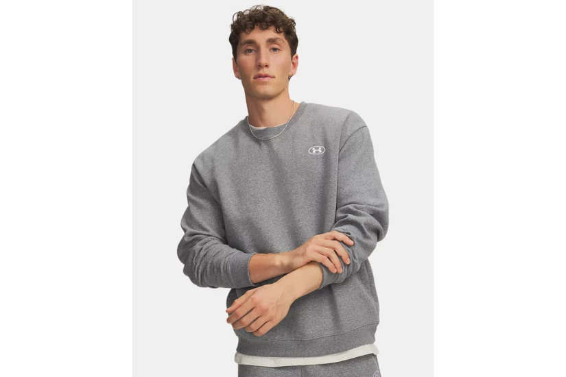Under Armour Rival Fleece Ανδρική Μακρυμάνικη Μπλούζα με Λαιμόκοψη Γκρι
