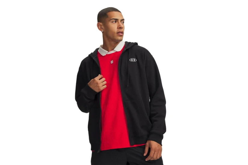 Under Armour Rival Fleece Ανδρική Βαμβακερή Ζακέτα με Κουκούλα Μαύρη