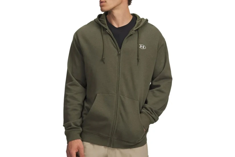 Under Armour Rival Fleece Ανδρική Βαμβακερή Ζακέτα με Κουκούλα Χακί