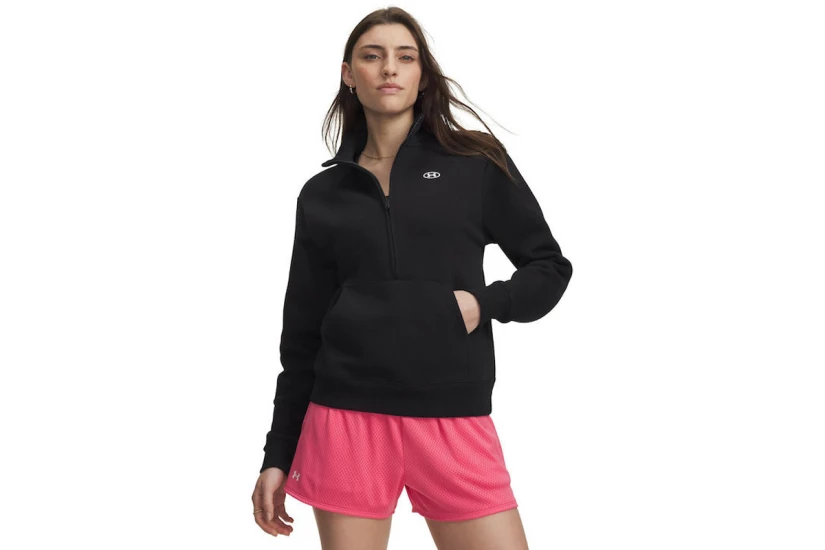 Under Armour Rival Fleece Γυναικεία Μακρυμάνικη Μπλούζα με Φερμουάρ Μαύρη